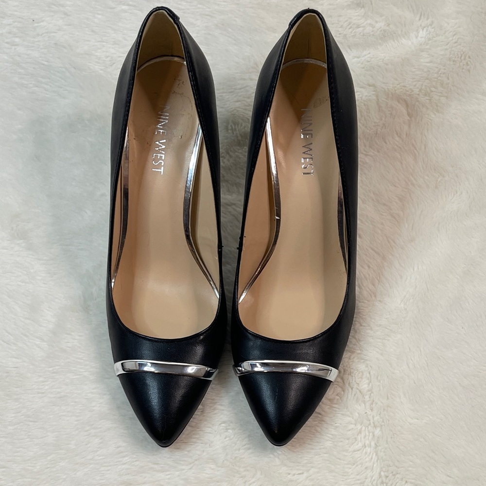 Nine West Black Heels with Silver Detail